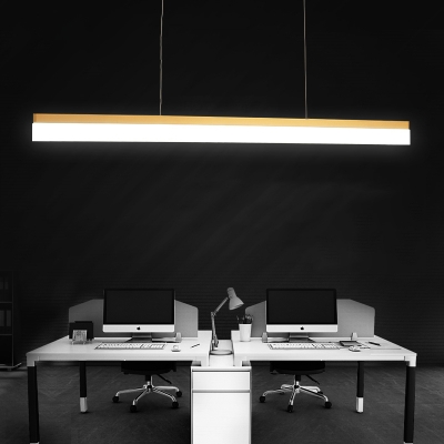 Modern Art Decorative 30W Led Office Dining Room Island Lighting Brass Finish Super Slim Linear Led Pendant Acrylic Cord Adjustable Led Lights