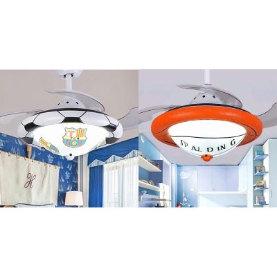 Contemporary Style Sports Theme Ceiling Fan with Frosted Glass Shade 42