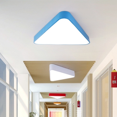 Simplicity Triangle LED Flush Light Game Room Acrylic Single Head Ceiling Fixture in Warm/White