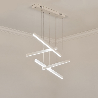 Minimalist Modern 4-Light Led Linear Fixture in White Finish 16W Energy-Saving Anti-Glare Long