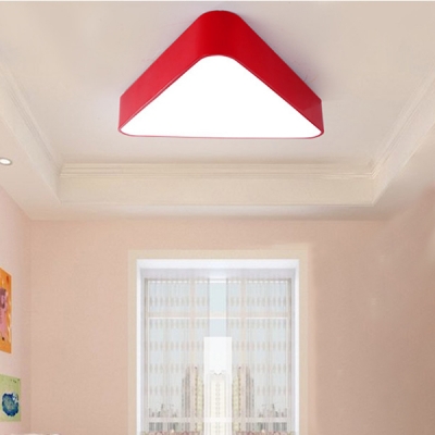 Simplicity Triangle LED Flush Light Game Room Acrylic Single Head Ceiling Fixture in Warm/White