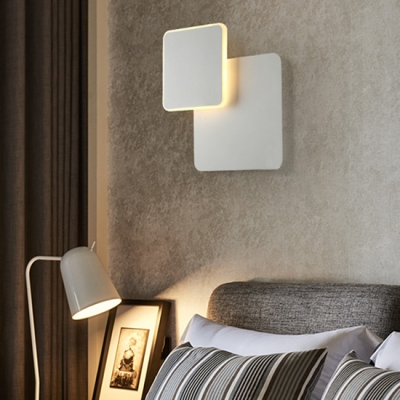 Nordic Simple Style Adjustable Wall Sconce Light in White/Wooden Finish for Bedroom
