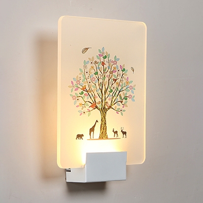 Simple Rectangular Shade LED Bedroom Wall Lamp in Nature-Inspired Style