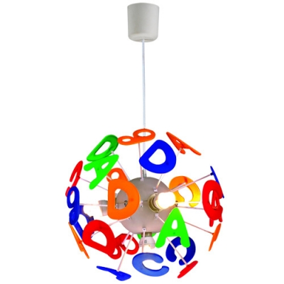 Sputnik 4 Lights Lighting Fixture Letters&Numbers Multi Color Acrylic Pendant Light for Kids Children