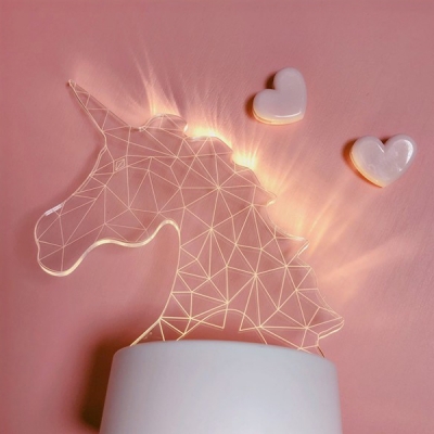 Creative LED Light Table Lamp for Kid's Bedroom in Unicorn Shape 2 Designs for Option