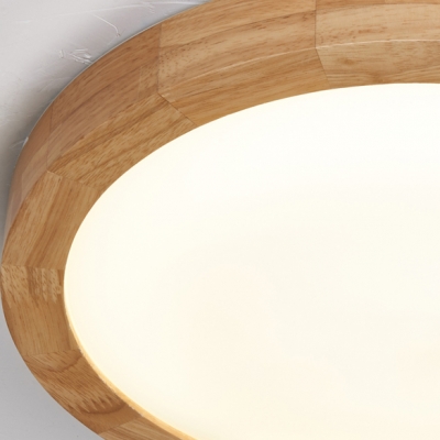 Modern  Led Round Ceiling Light  Warm White Light Acrylic Lampshade Wooden Flush Mount Lighting