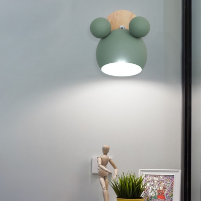 Metallic Wall Sconce with Cartoon Design Macaron Green/Pink/White 1 Light Wall Mount Light