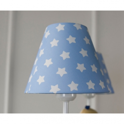 Blue/Pink Fabric Shaded Chandelier with Monkey Children Room 3/5 Lights Decorative Hanging Light