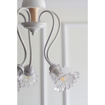 Ballerina 5 Lights Semi Flush Mount Decorative White Finish Glass Shade Semi Flush Light for Girls Bedroom