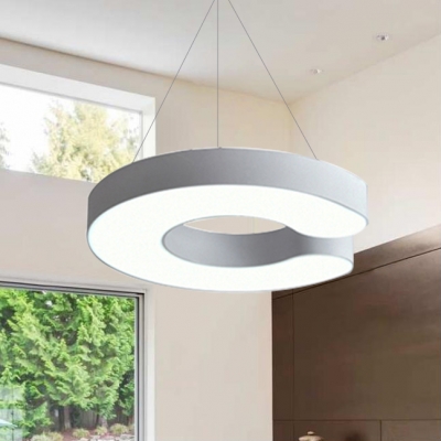 Black White Acrylic Round Eclipse Shaped Led Pendant Lighting 25w 38w