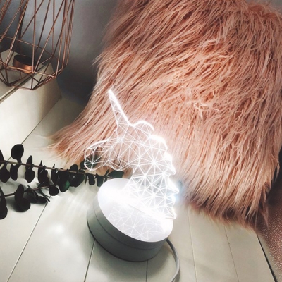Creative LED Light Table Lamp for Kid's Bedroom in Unicorn Shape 2 Designs for Option