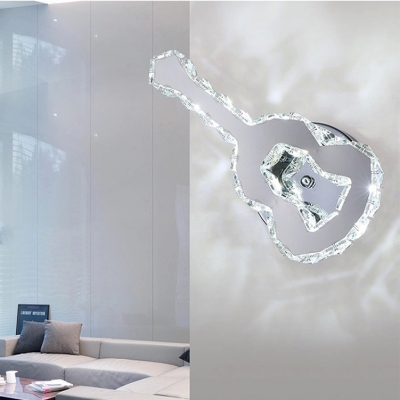 Crystal Accent Violin Shape Wall Sconce Light for Restaurant Hallway 13.39