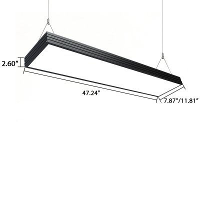 Modern Lighting Acrylic Lampshade LED Large Pendant Light Rectangular Led Chandelier in Black