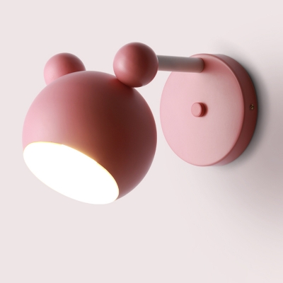 Metallic Wall Sconce with Cartoon Design Macaron Green/Pink/White 1 Light Wall Mount Light