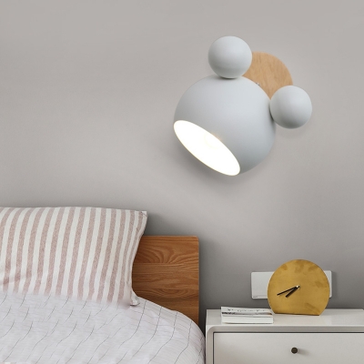 Metallic Wall Sconce with Cartoon Design Macaron Green/Pink/White 1 Light Wall Mount Light