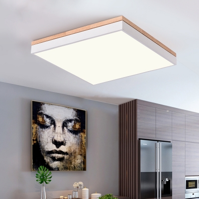 Wood Decoration  Square Energy-Saving Metal LED Flush Mount Lighting with Netural Light