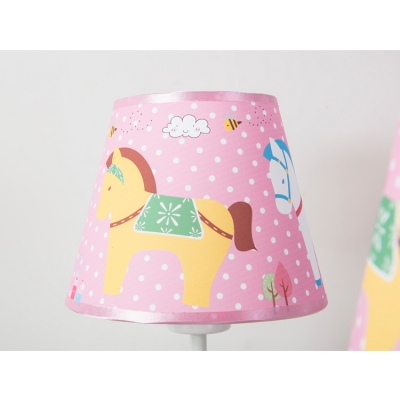 Blue/Pink Cartoon Horse Lighting Fixture Fabric Shade 3/5 Lights Suspension Light for Kindergarten