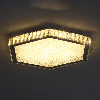 Crystal Shade LED Light Flush Mount Ceiling Light for Living Room Dining Room 15.75