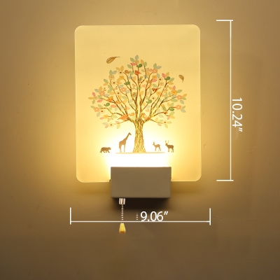 Simple Rectangular Shade LED Bedroom Wall Lamp in Nature-Inspired Style