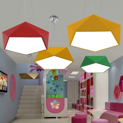 Contemporary Multicolors Metal Geometric Shade Led Pendant Lights 17.8