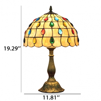 Tiffany Style Multi-Colored Jewels Series Table Lamp with Dome Glass Shade
