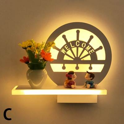 Cartoon Design White Wall Lamp for Kids Room Hallway Three Designs for Option