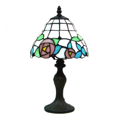 Mini Romantic Rose Tiffany Table Lamp Fixture with Imperial Elegant Base