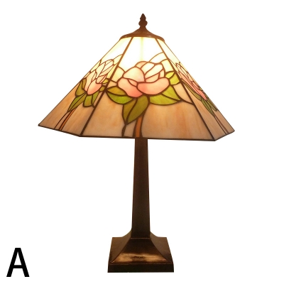 Tiffany Stained Glass Flower Pattern Table Lamp for Study Room Bedroom 2 Designs Available