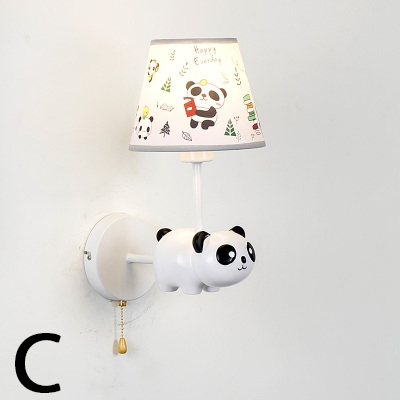 Elephant Wall Light Children Room Fabric Shade Single Light Sconce Lighting with Pull Chain in White