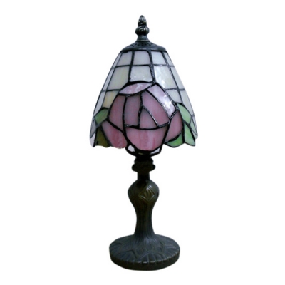 Mini Romantic Rose Tiffany Table Lamp Fixture with Imperial Elegant Base