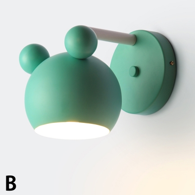 Metallic Wall Sconce with Cartoon Design Macaron Green/Pink/White 1 Light Wall Mount Light