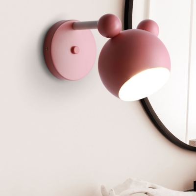 Metallic Wall Sconce with Cartoon Design Macaron Green/Pink/White 1 Light Wall Mount Light