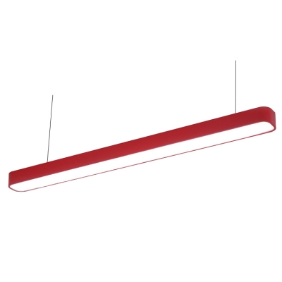 Decorative Office Meeting Room Multi-color Round Corners and Linear Frame Led Linear Fixture 18W Super Slim Linear Hanging Lighting in Yellow/Blue/Red Finish with Adjustable Cord