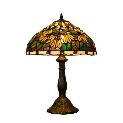 

Tiffany Style Colorful Beads Accent Table Lamp Featuring Flower Patterned Glass Shade, HL481854