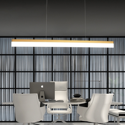 Modern Art Decorative 30W Led Office Dining Room Island Lighting Brass Finish Super Slim Linear Led Pendant Acrylic Cord Adjustable Led Lights