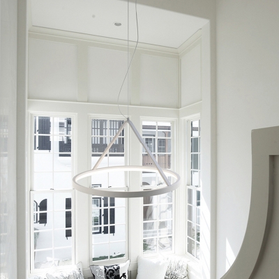 Modern Black/White Round Chandelier 3 Sizes for Option Suitable for Dining Room Cafe