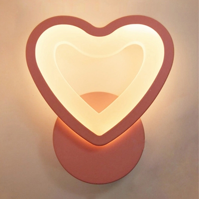 Mushroom/Loving Heart Wall Sconce Modern Kids Acrylic 1 Light LED Lighting Fixture in Blue/Pink