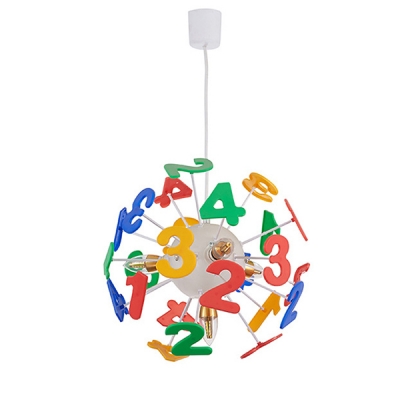 Sputnik 4 Lights Lighting Fixture Letters&Numbers Multi Color Acrylic Pendant Light for Kids Children