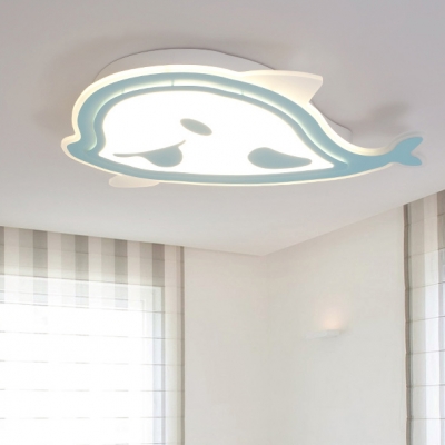 Cartoon Fish Shape Flush Mount Ceiling Fixture with LED Light for Kids Room Kindergarten