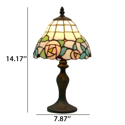 Mini Romantic Rose Tiffany Table Lamp Fixture with Imperial Elegant Base