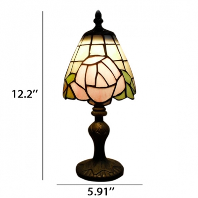 Mini Romantic Rose Tiffany Table Lamp Fixture with Imperial Elegant Base