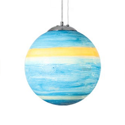 Global Shade Hanging Light with Planet Design Astronomy&Space Kids Room Acrylic Single Light Suspension Light