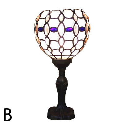 Brilliant Beads Accent Torchiere Table Lamp with Tiffany Stained Glass Bowl Shade