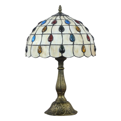 Tiffany Style Multi-Colored Jewels Series Table Lamp with Dome Glass Shade