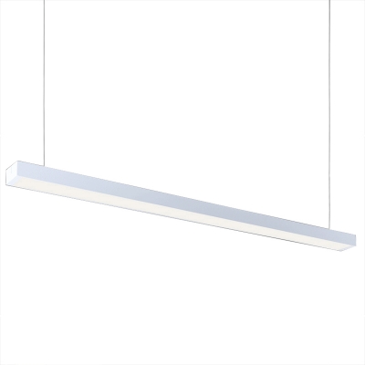 Long White Finish Acrylic Lampshade Led Linear Chandelier in Modern Minimalist Lights for Office