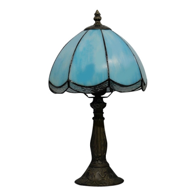 8 Inch Blue/White Glass Tiffany Style One-light Bedside Table Lamp