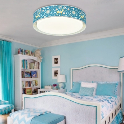 Cartoon Animal Pattern Flushmount Boys Girls Room Acrylic LED Ceiling Light in Warm/White