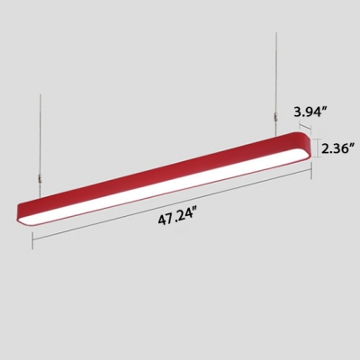 Decorative Office Meeting Room Multi-color Round Corners and Linear Frame Led Linear Fixture 18W Super Slim Linear Hanging Lighting in Yellow/Blue/Red Finish with Adjustable Cord