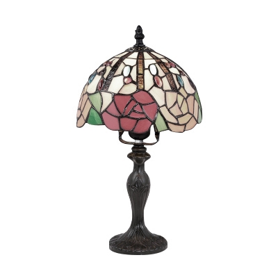 One Light Tiffany Art Glass Dome Shade Table Lamp in Various Pattern Designs