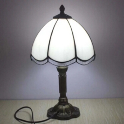 8 Inch Blue/White Glass Tiffany Style One-light Bedside Table Lamp